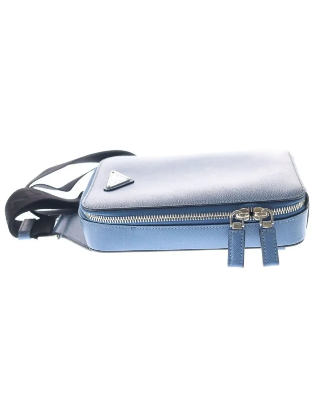 Prada Body Shoulder Bag Light Blue Saffiano 2 Silver